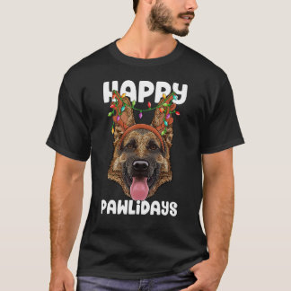 Happy Pawlidays German Shepherd Christmas Paw Dog T-Shirt