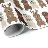 Happy Pawlidays Goldendoodle Weihnachtslicht Geschenkpapier (Rolleneckpunkt)