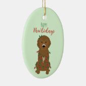 Happy Pawlidays Goldendoodle Weihnachtslicht Keramik Ornament (Rechts)