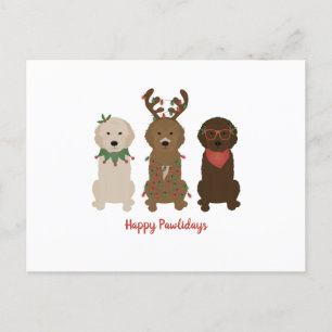 Happy Pawlidays Goldendoodle Weihnachtslicht Postkarte
