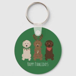 Happy Pawlidays Goldendoodle Weihnachtslicht Schlüsselanhänger