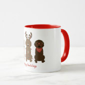 Happy Pawlidays Goldendoodle Weihnachtslicht Tasse (VorderseiteRechts)