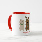 Happy Pawlidays Goldendoodle Weihnachtslicht Tasse (Vorderseite Links)