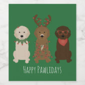 Happy Pawlidays Goldendoodle Weihnachtslicht Weinetikett (Einzelnes Label)