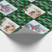 Happy Pawlidays Green Buffalo Kariert Dog Pet Foto Geschenkpapier (Ecke)