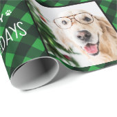 Happy Pawlidays Green Buffalo Kariert Dog Pet Foto Geschenkpapier (Rolleneckpunkt)
