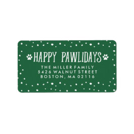 Happy Pawlidays | Green Holiday Address Adressaufkleber