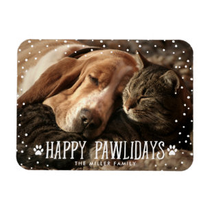 Happy Pawlidays Holiday Foto Magnet