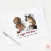 Happy PAWlidays Hund Lover Katze Foto Weihnachten Quadratischer Aufkleber (Umschlag)