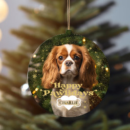 Happy Pawlidays Hund Welpen Herzknochen Foto Keramikornament