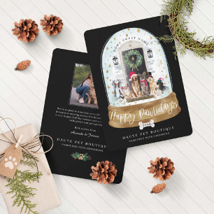 Happy Pawlidays Hunde Pet Care Business Black Door Feiertagskarte