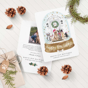 Happy Pawlidays Hunde Pet Care Business Weiße Tür Feiertagskarte