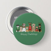 Happy Pawlidays Hunde Red Green Button (Vorne & Hinten)