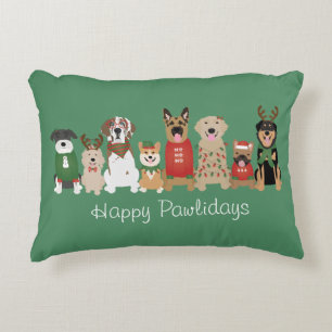 Happy Pawlidays Hunde Red Green Dekokissen