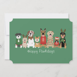 Happy Pawlidays Hunde Red Green Feiertagskarte