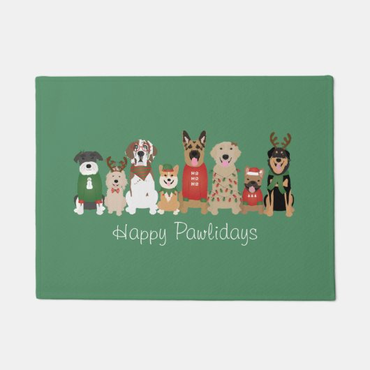 Happy Pawlidays Hunde Red Green Fußmatte (Vorderseite)