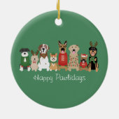 Happy Pawlidays Hunde Red Green Keramik Ornament (Hinten)