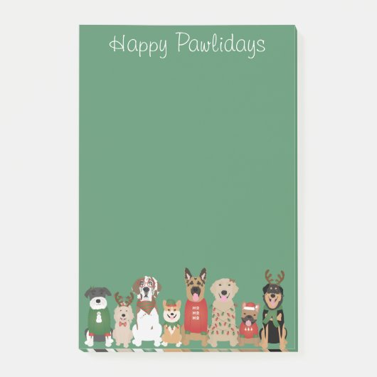 Happy Pawlidays Hunde Red Green Post-it Klebezettel (Vorderseite)