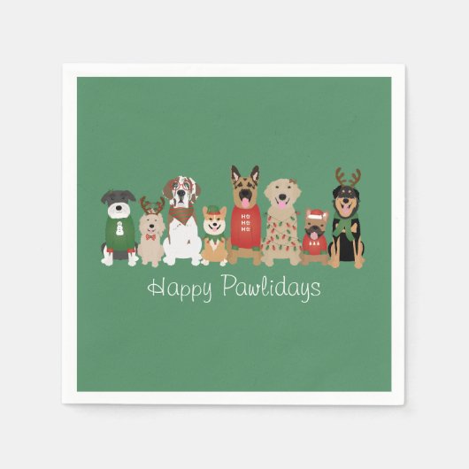 Happy Pawlidays Hunde Red Green Serviette (Vorderseite)