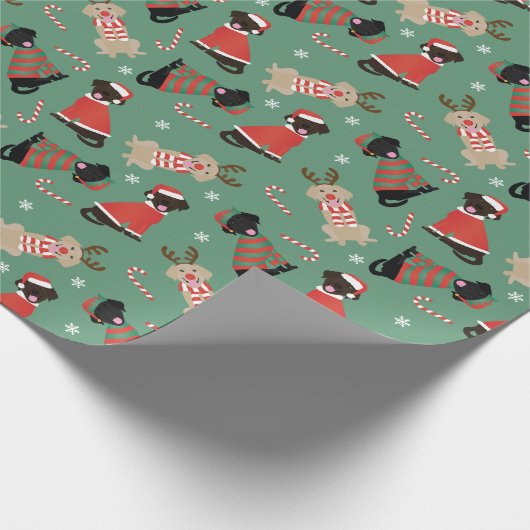Happy Pawlidays Labrador Retriever Hunde Geschenkpapier (Ecke)