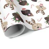 Happy Pawlidays Labrador Retriever Hunde Geschenkpapier (Rolleneckpunkt)