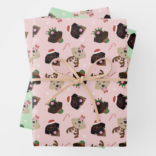 Happy Pawlidays Labrador Retriever Hunde Geschenkpapier Set (Beispiel)