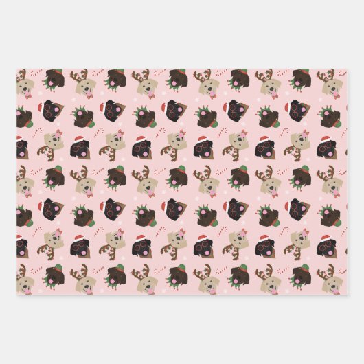 Happy Pawlidays Labrador Retriever Hunde Geschenkpapier Set (Vorderseite)