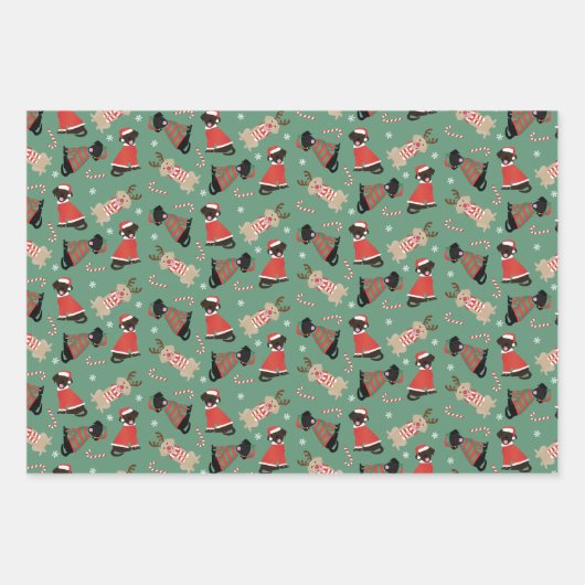 Happy Pawlidays Labrador Retriever Hunde Geschenkpapier Set (Vorderseite)