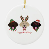 Happy Pawlidays Labrador Retriever Hunde Keramik Ornament (Vorne)