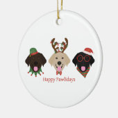 Happy Pawlidays Labrador Retriever Hunde Keramik Ornament (Links)