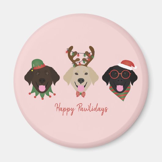 Happy Pawlidays Labrador Retriever Hunde Magnet (Vorne)