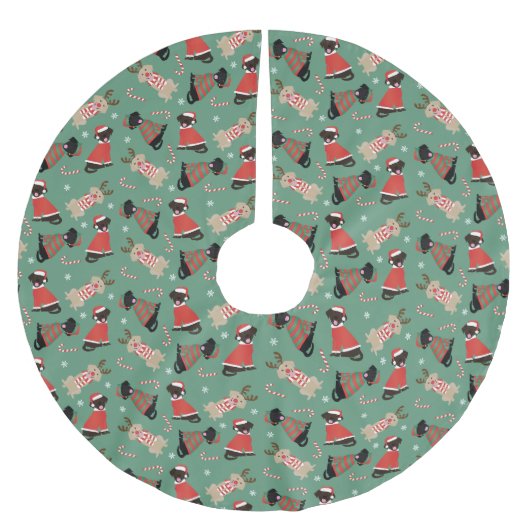 Happy Pawlidays Labrador Retriever Hunde Polyester Weihnachtsbaumdecke (Vorderseite)