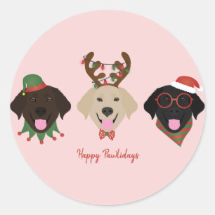 Happy Pawlidays Labrador Retriever Hunde Runder Aufkleber
