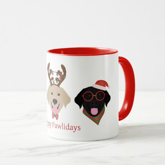 Happy Pawlidays Labrador Retriever Hunde Tasse (VorderseiteRechts)