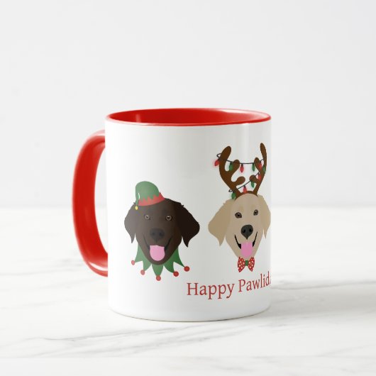 Happy Pawlidays Labrador Retriever Hunde Tasse (Vorderseite Links)