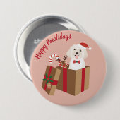 Happy Pawlidays Maltipoo Weihnachtsgeschenk Button (Vorne & Hinten)