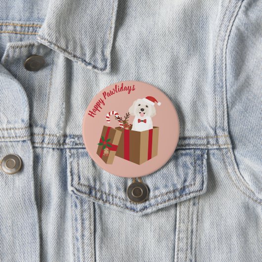Happy Pawlidays Maltipoo Weihnachtsgeschenk Button (Beispiel)