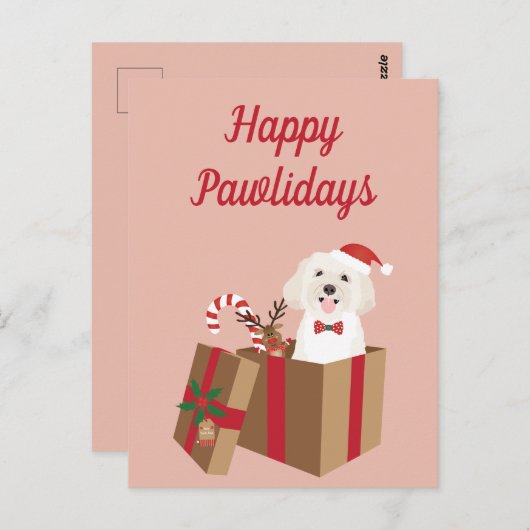 Happy Pawlidays Maltipoo Weihnachtsgeschenk Postkarte (Vorne/Hinten)