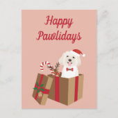 Happy Pawlidays Maltipoo Weihnachtsgeschenk Postkarte (Vorderseite)
