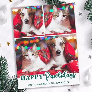 Happy Pawlidays Modern Custom Pet Hund Foto Feiertagspostkarte