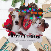 Happy Pawlidays Modern Custom Pet Hund Foto Ornament Karte