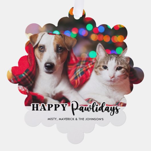 Happy Pawlidays Modern Custom Pet Hund Foto Ornament Karte (Vorderseite)