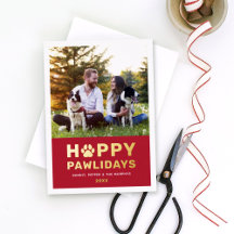 Happy Pawlidays Modern Gold Red Puppy Dog Foto