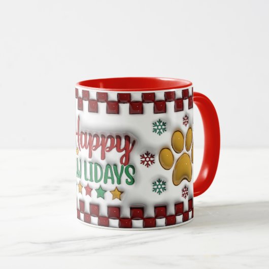 Happy Pawlidays Mug Tasse (VorderseiteRechts)