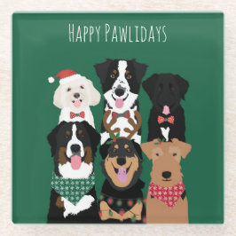 Happy Pawlidays Niedliche Weihnachten Glasuntersetzer