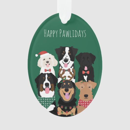 Happy Pawlidays Niedliche Weihnachten Ornament (Vorderseite)