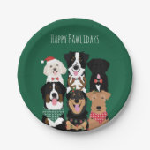 Happy Pawlidays Niedliche Weihnachten Pappteller (Vorderseite)