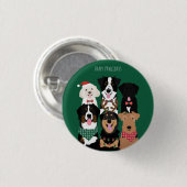 Happy Pawlidays Niedliche Weihnachtshunde Button (Vorne & Hinten)