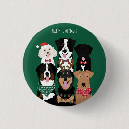 Happy Pawlidays Niedliche Weihnachtshunde Button