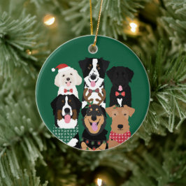 Happy Pawlidays Niedliche Weihnachtshunde Keramik Ornament